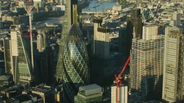 Londen November 2017 Luchtfoto Zonsopgang Bekijken Londen Financiële Wijk Wolkenkrabbers — Stockvideo