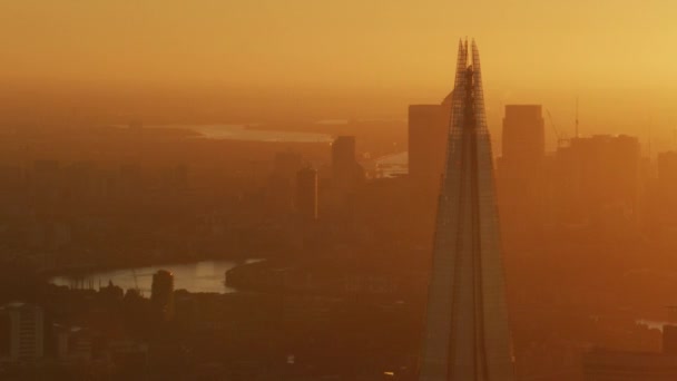 London November 2017 Aerial View Sunrise City London Skyline Canary — Stock Video