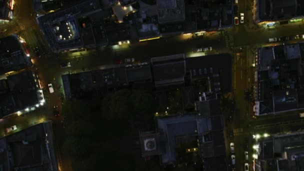 Antenne Het Dak Uitzicht Verlicht Van Nachtverlichting City London Straten — Stockvideo