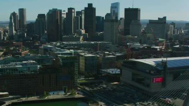 Boston Usa November 2017 Aerial City View Metropolitan Skyscraper Buildings — Stock Video