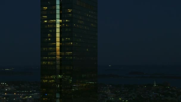 Boston Eua Novembro 2017 Vista Aérea Cidade Iluminada Noite Arranha — Vídeo de Stock