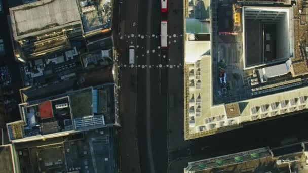 Luchtfoto Ochtend Zonsopgang London City Oxford Street Daken Commerciële Gebouwen — Stockvideo