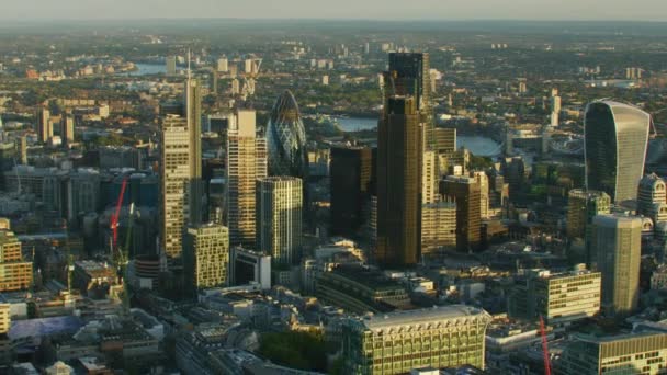 London November 2017 Aerial View Sunset London City Skyline Finance — Stock Video