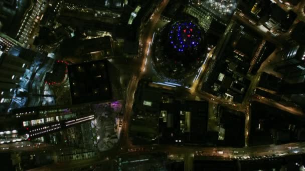 Vista Aérea Las Calles Iluminadas Londres Los Rascacielos Del Distrito — Vídeos de Stock