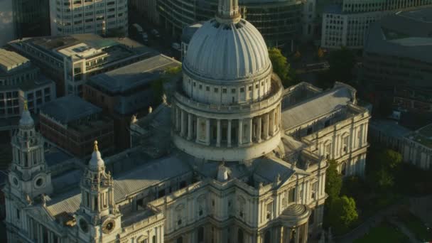 Letecký Pohled Západ Slunce Nad Pauls Cathedral Anglikánské Církve Ludgate — Stock video