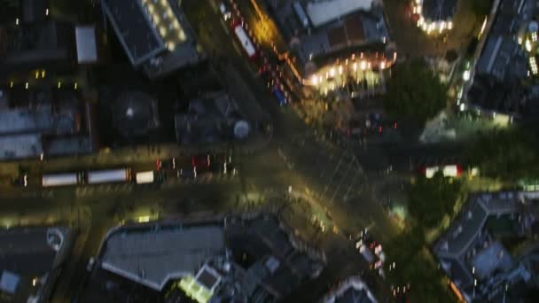Vista Aérea Azotea Por Noche Luces Iluminadas Calles Edificios Ciudad — Vídeos de Stock
