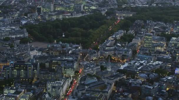 Légi Felvétel Naplemente Londoni City Skyline Buckingham Palace James Park — Stock videók