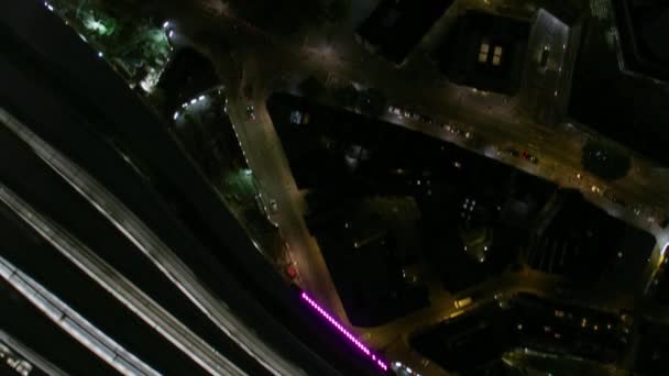 Aerial Rooftop View Night Illuminated Street Lights London Bridge Station — Stock Video