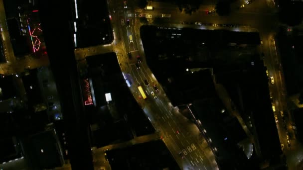 Aerial Rooftop View Night Shoreditch Railway Viaduct A10 Vehicle Traffic — Stock Video