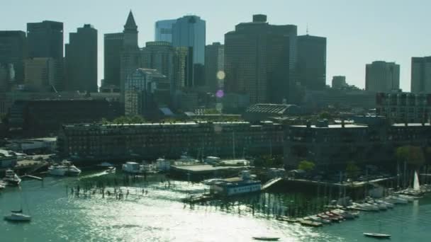 Βοστώνη Ηπα Νοέμβριος 2017 Εναέρια Προκυμαία Θέα Στην Πόλη Από — Αρχείο Βίντεο