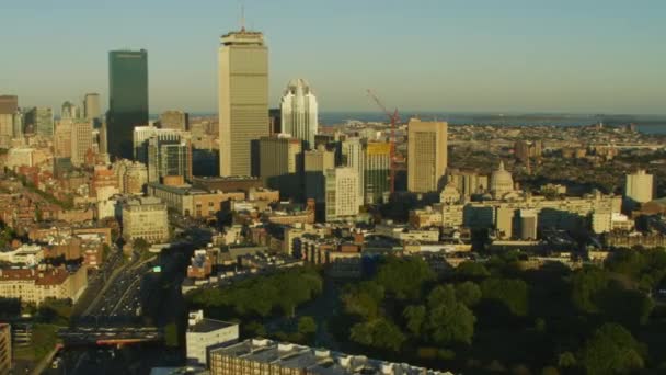 Boston Verenigde Staten November 2017 Luchtfoto Van Centrum Stad Wolkenkrabber — Stockvideo