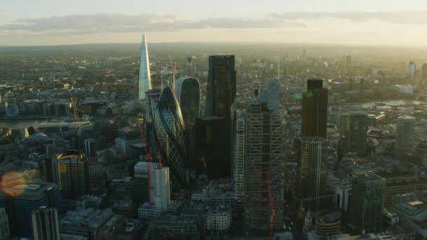 Londres Reino Unido Noviembre 2017 Vista Aérea Atardecer Con Destello — Vídeos de Stock