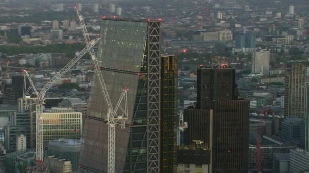 Londen November 2017 Luchtfoto Zonsopgang Boven Londen Stadsgezicht Bouw Kranen — Stockvideo