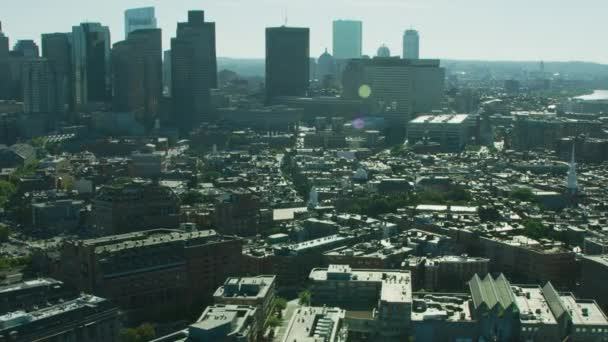 Boston Noviembre 2017 Vista Aérea Ciudad Edificios Rascacielos Metropolitanos Centro — Vídeo de stock