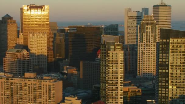 Boston Noviembre 2017 Vista Aérea Atardecer Del Distrito Financiero Metropolitano — Vídeos de Stock