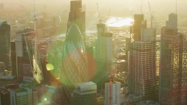 Londen November 2017 Het Sunset Luchtfoto Met Zon Flare Van — Stockvideo