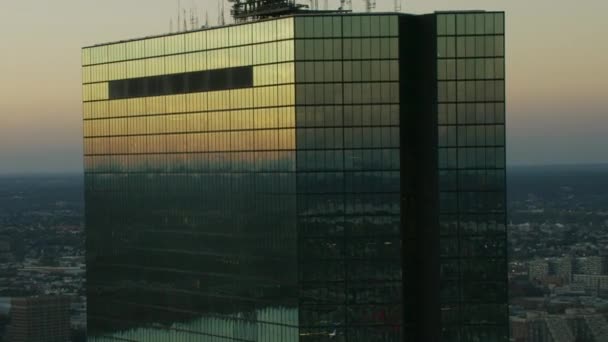 Metropolitan Zonsondergang Luchtfoto Van Centrum Financiële Wijk Stad Gebouwen John — Stockvideo