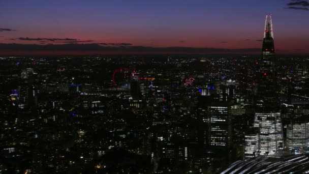 London November 2017 Aerial View Night London Cityscape Illuminated Structures — Stock Video