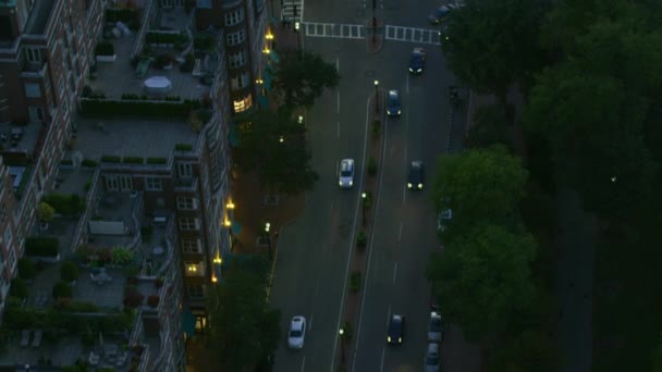 Boston Eua Novembro 2017 Vista Noturna Iluminada Aérea Edifícios Apartamentos — Vídeo de Stock