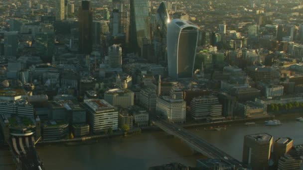 London November 2017 Aerial View London Cityscape Sunrise River Thames — Stock Video