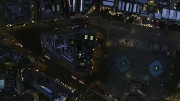 Vista Aérea Telhado Noite Luzes Rua Cidade Londres Trafalgar Square — Vídeo de Stock