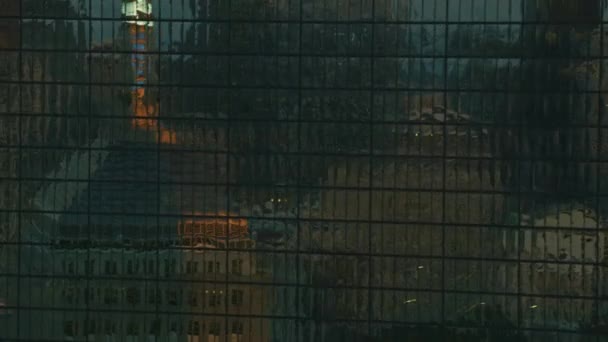 美国波士顿 2017年11月 波士顿城市摩天大楼天际线金融区的空中日落景色美国马萨诸塞州学习与殖民主义历史的国会大厦 — 图库视频影像