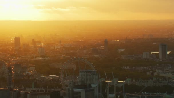 London Storbritannien November 2017 Flygfoto Solnedgång Över Londons Skyline Skärva — Stockvideo