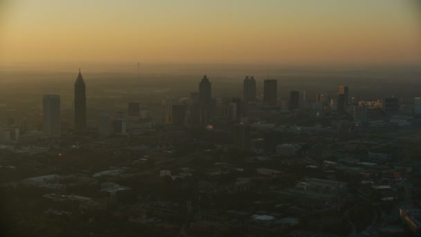 Atlanta Noviembre 2017 Vista Aérea Del Amanecer Los Edificios Rascacielos — Vídeos de Stock