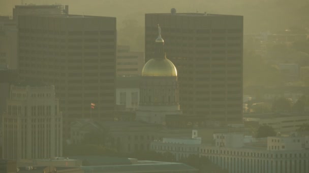 Atlanta November 2017 Aerial Sunrise Hazy View Georgia Capitol Building — Stock Video