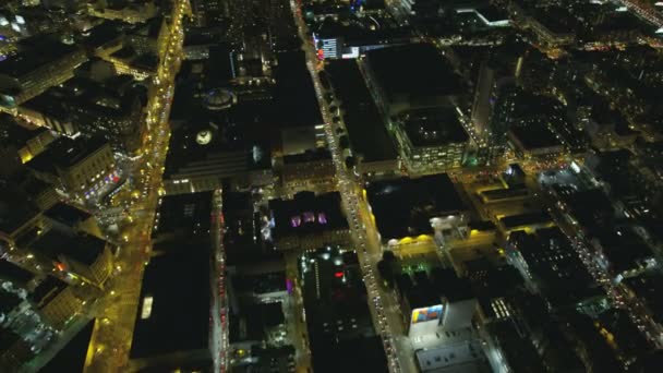 San Francisco Noviembre 2017 Noche Aérea Vista Iluminada Rascacielos Del — Vídeos de Stock