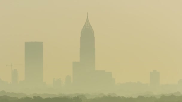 Dawn Luchtfoto Stadszicht Van Het Central Business District Van Atlanta — Stockvideo