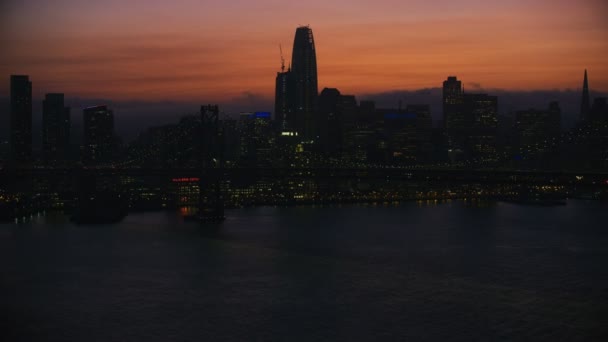 San Francisco November 2017 Luchtfoto Zonsondergang Van Oakland Bay Bridge — Stockvideo