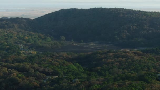 Luchtfoto Van Landschap Van Verbrande Platteland Huizen Verwoest Door Bosbranden — Stockvideo