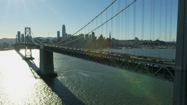 Multi Lane Oakland Bay City Yol Trafik Toll Köprüsü Şehir — Stok video