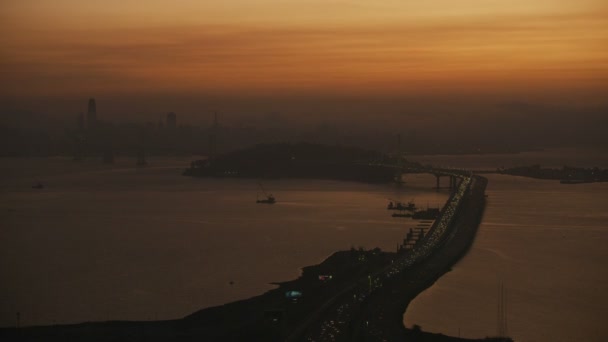 San Francisco Novembre 2017 Coucher Soleil Aérien Sur Pont Oakland — Video