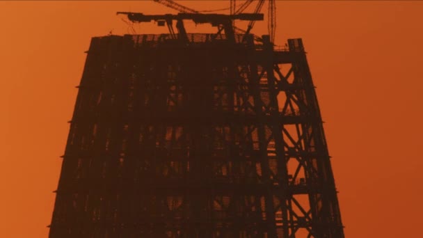 Antenne Sonnenuntergang Stadt Ansicht Der Top Bau Von Salesforce Turm — Stockvideo