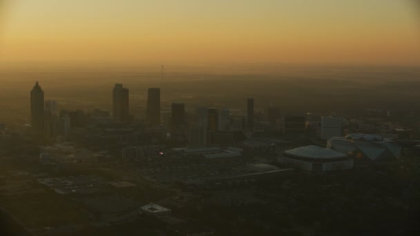 Atlanta Listopad 2017 Letecký Pohled Západ Slunce Nad Mercedes Benz — Stock video
