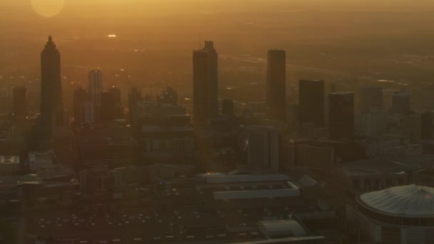 Atlanta November 2017 Megvilágít Légi Napfelkeltét Kilátás Belvárosi Központi Üzleti — Stock videók