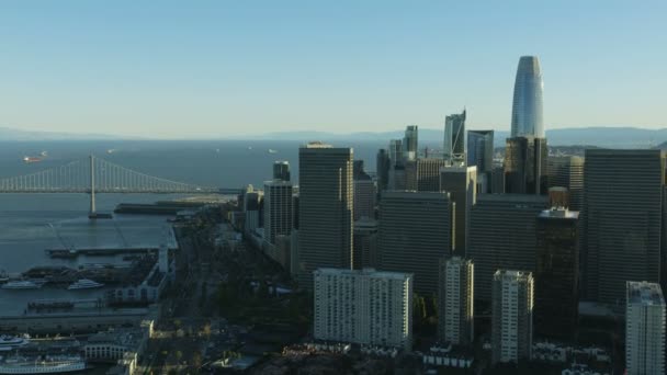 Antenne Waterfront Ansicht Des Hafens Von San Francisco Innenstadt Finanzbezirk — Stockvideo