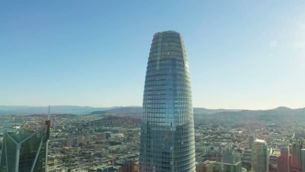 Banliyölerin Yeni Şehir Salesforce Tower San Francisco Gökdelenler Finansal Bölge — Stok video