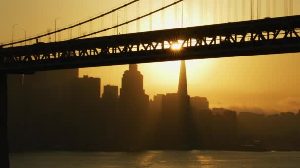 San Francisco Listopada 2017 Aerial Zachód Słońca Słońce Flary Miasta — Wideo stockowe