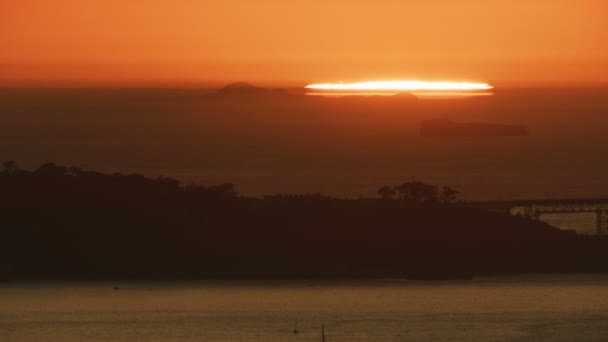 Vue Aérienne Coucher Soleil Pont Golden Gate Des Îles Farallon — Video