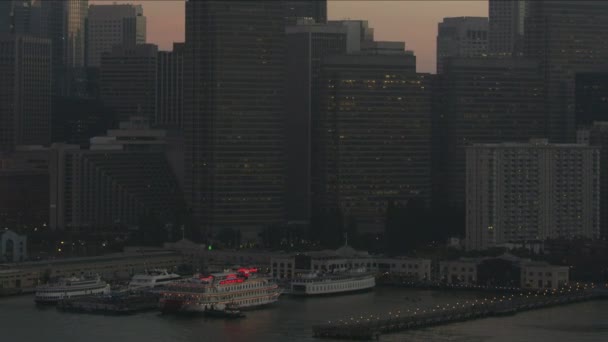 Сан Франциско 2017 Листопада Повітряна Захід Сонця Гостей Порту Сан — стокове відео