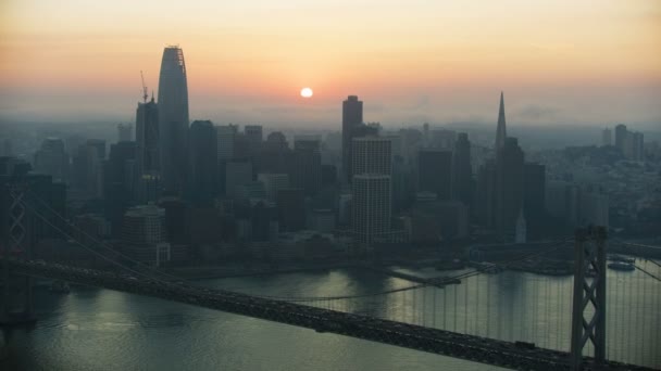San Francisco Noviembre 2017 Vista Aérea Ciudad Atardecer Construcción Rascacielos — Vídeo de stock