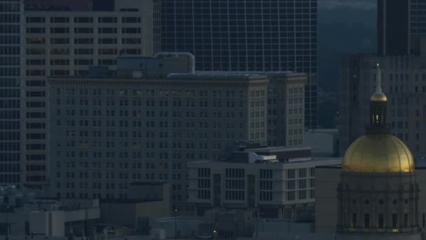 Atlanta November 2017 Luftaufnahme Des Sonnenaufgangs Von Georgien Hauptstadtgebäude Der — Stockvideo