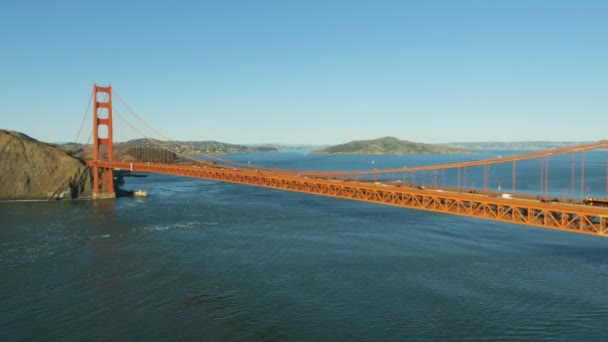 Aerial View Golden Gate Road Traffic Bridge 101 Marin Headland — Stock Video