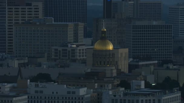 Atlanta November 2017 Antenne Sonnenaufgang Beleuchtete Ansicht Von Georgien Hauptstadt — Stockvideo