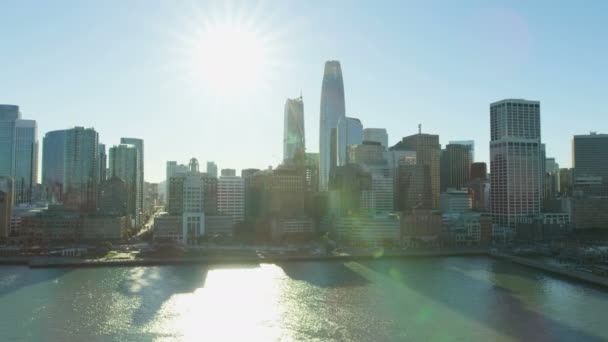 San Francisco November 2017 Aerial Solen Flare City Waterfront Syn — Stockvideo