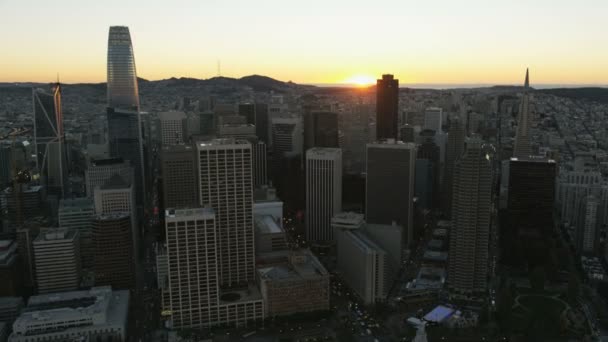 San Francisco Noviembre 2017 Vista Aérea Puesta Del Sol Frente — Vídeos de Stock