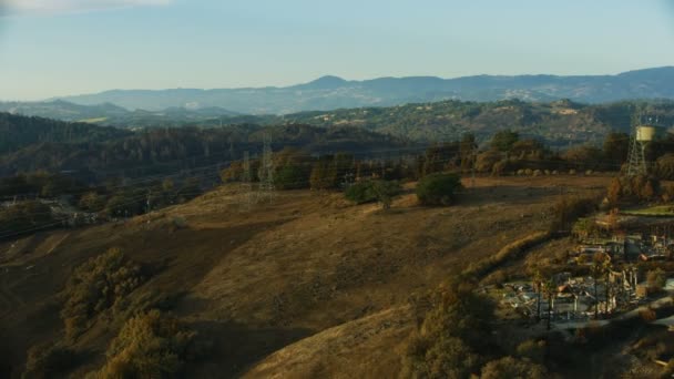 Aerial View Wildfire Destruction Damaged Luxury Homes Burned Ground Natural — Stock Video